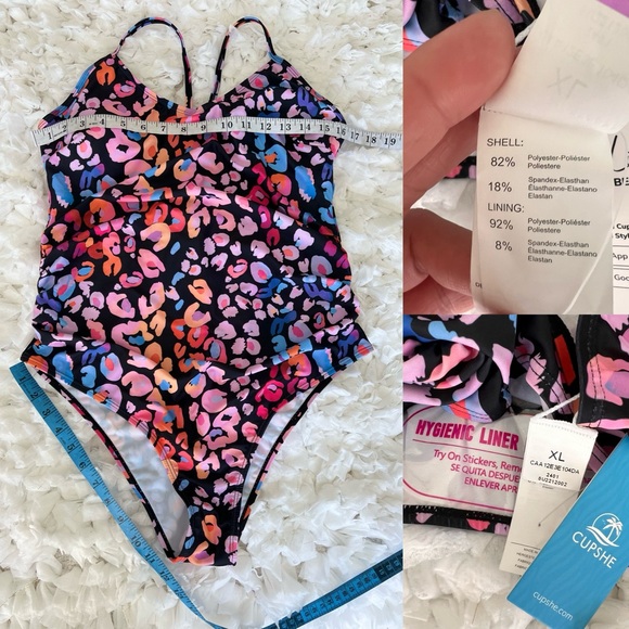 NWT Multicolored Leopard Print O-Ring One Piece Swimsuit SIZE XL - Picture 17 of 17